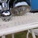 Italian design chandelier in chrome metal 3 lights Rolly 1973