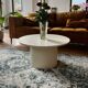 table basse ronde cannelée beige clair Ø 70 cm