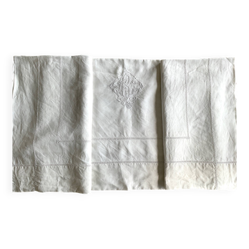 Antique linen sheet with CB or IB monogram