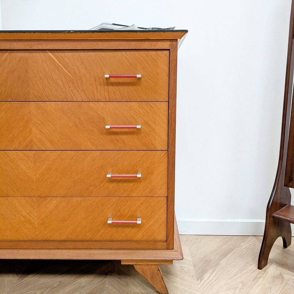 Commode poignées bakélite rouge