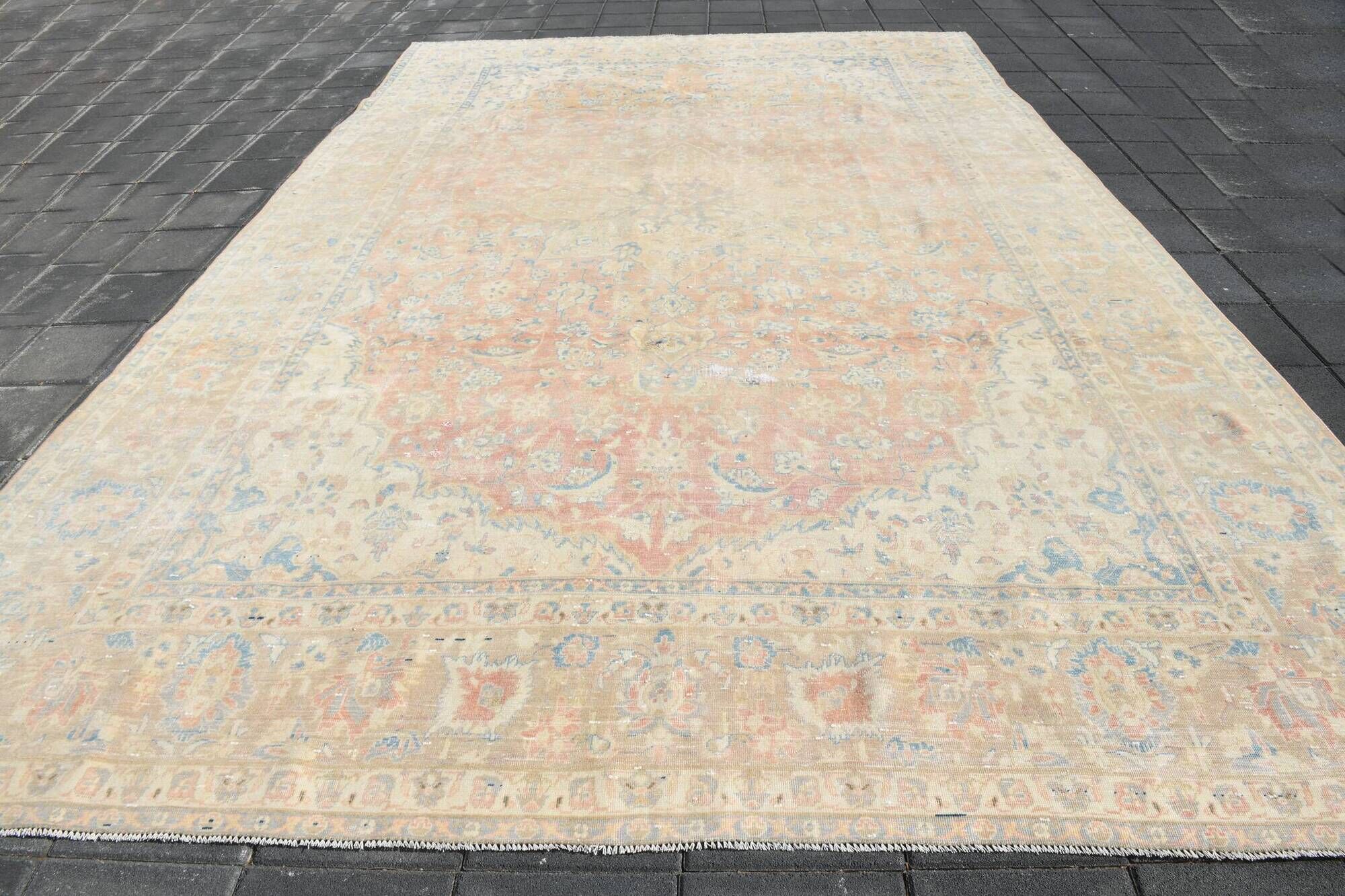 Shades Of Pink Large Vintage Persian Carpet, Hand Knotted Rug, 282x426 Cm