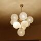 Mid Century Italian Glass & Brass Pendant Light