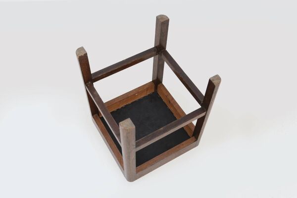Tabouret Art Déco avec revêtement en tissu léopard contemporain, France années 1930