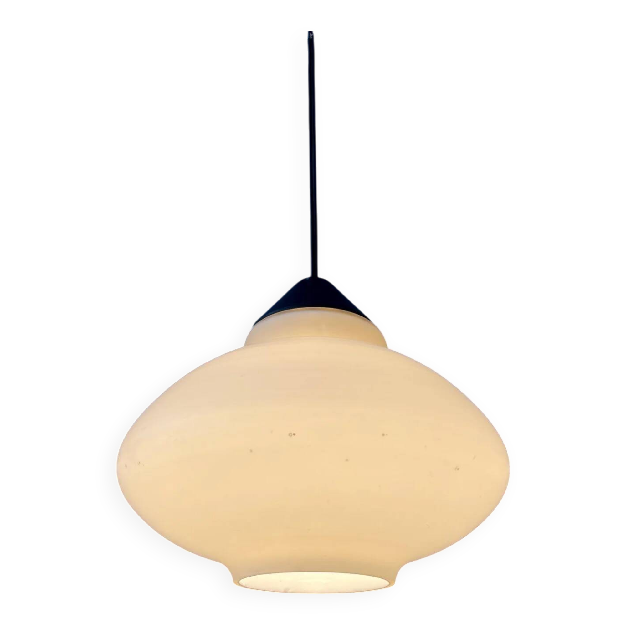 Suspension vintage Philips en verre opalin attribuée à Louis Kalff