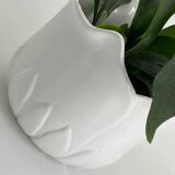 Cache-pot vintage en forme de tulipe en porcelaine blanche
