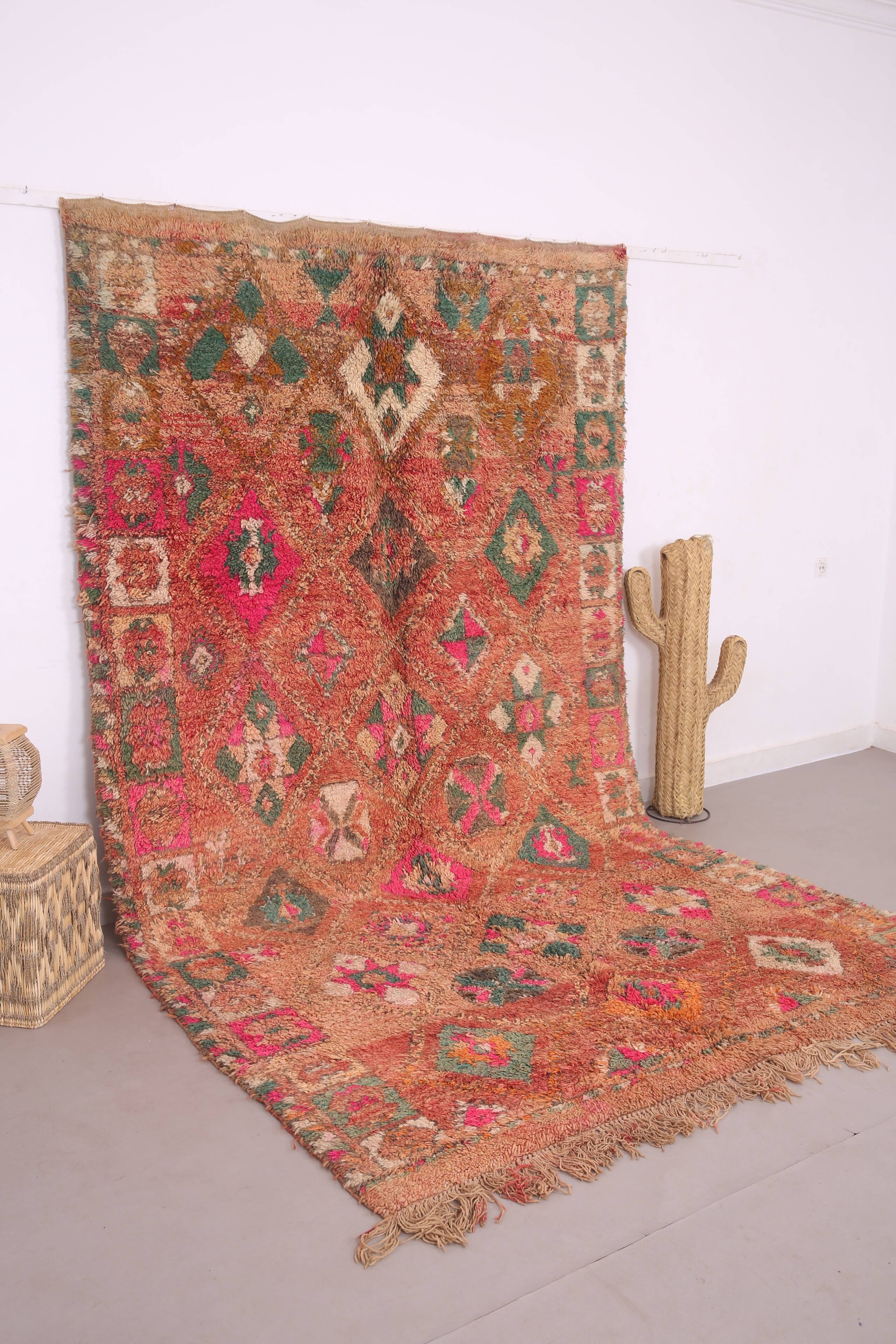 Tapis Boujaad vintage 195 x 340 cm - Tapis berbère marocain fait à la main - Tapis en laine