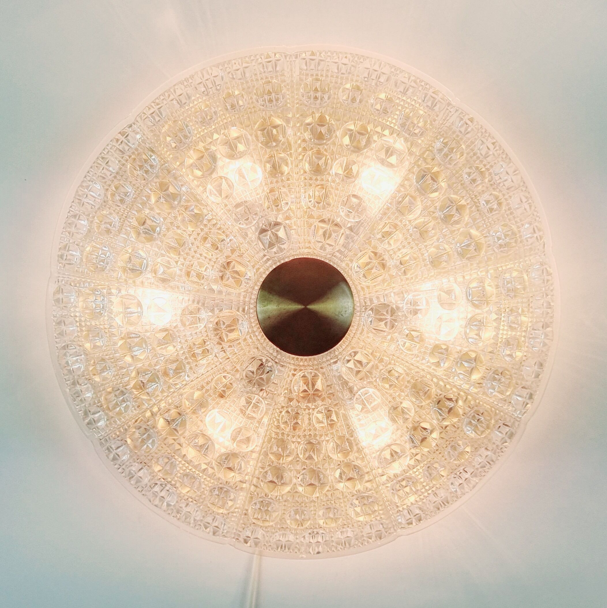 Scandinavian glass ceiling lamp by Carl Fagerlund for Orrefors, Sweden, 1960s