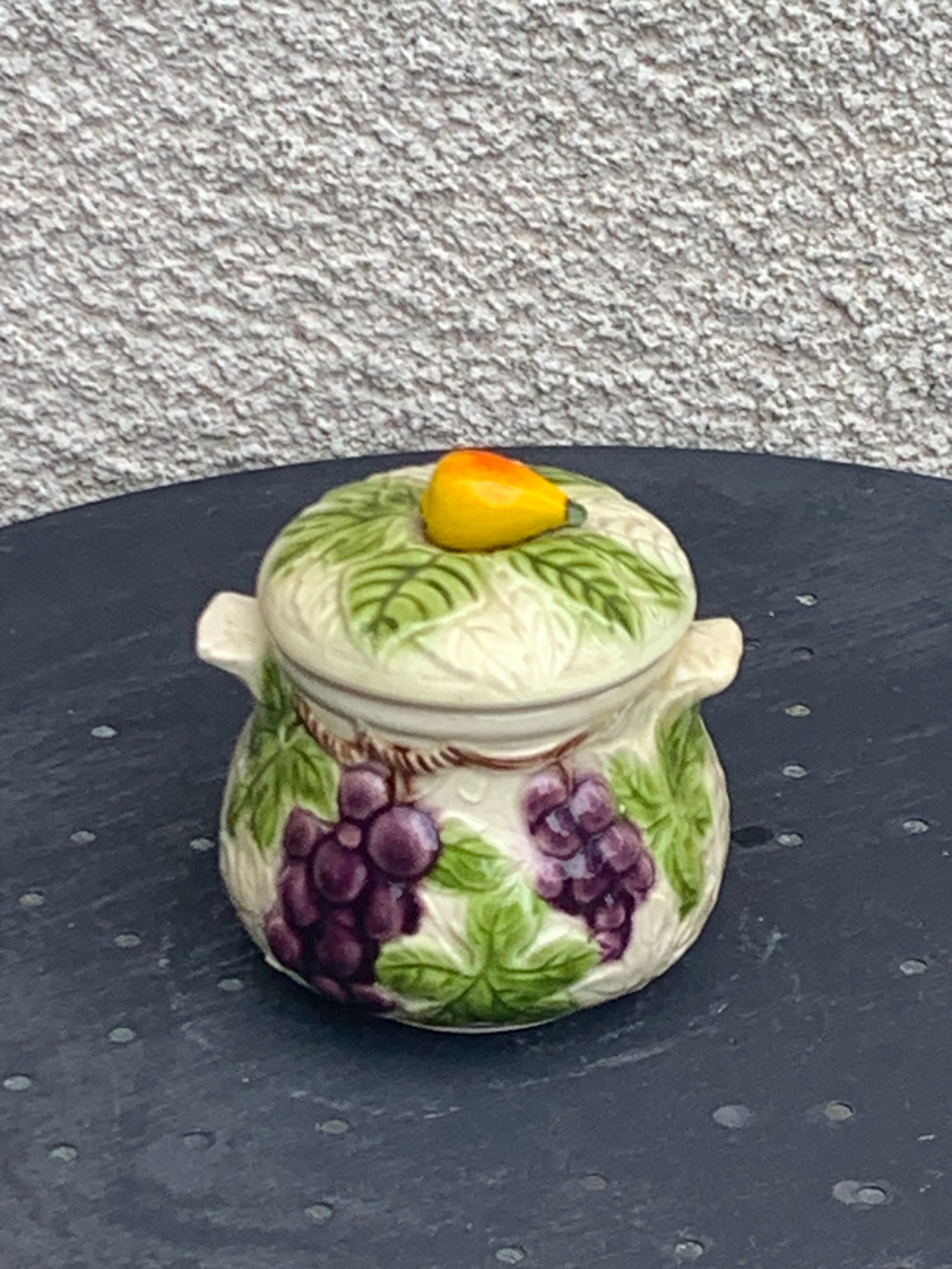 Slurry pattern pears and vintage glazed ceramic grape