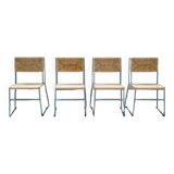 Hand-woven iron chairs from the 70s/80s, set of 4