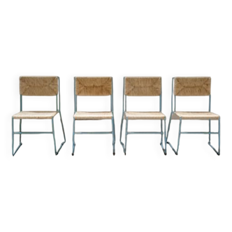 Hand-woven iron chairs from the 70s/80s, set of 4