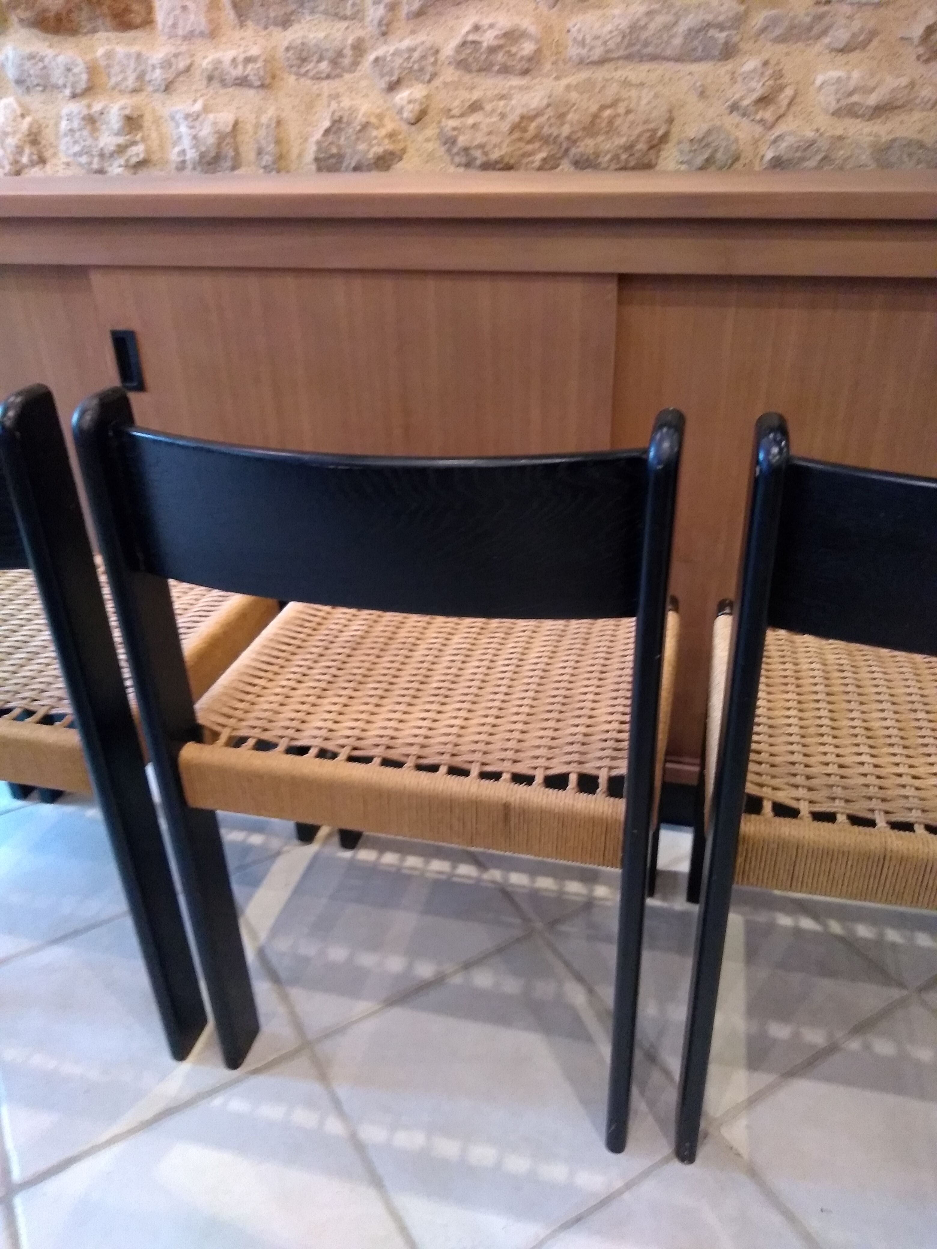 Set of 4 Scandinavian rope chairs