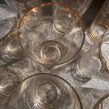 9 art-deco glasses in engraved crystal with gold trim