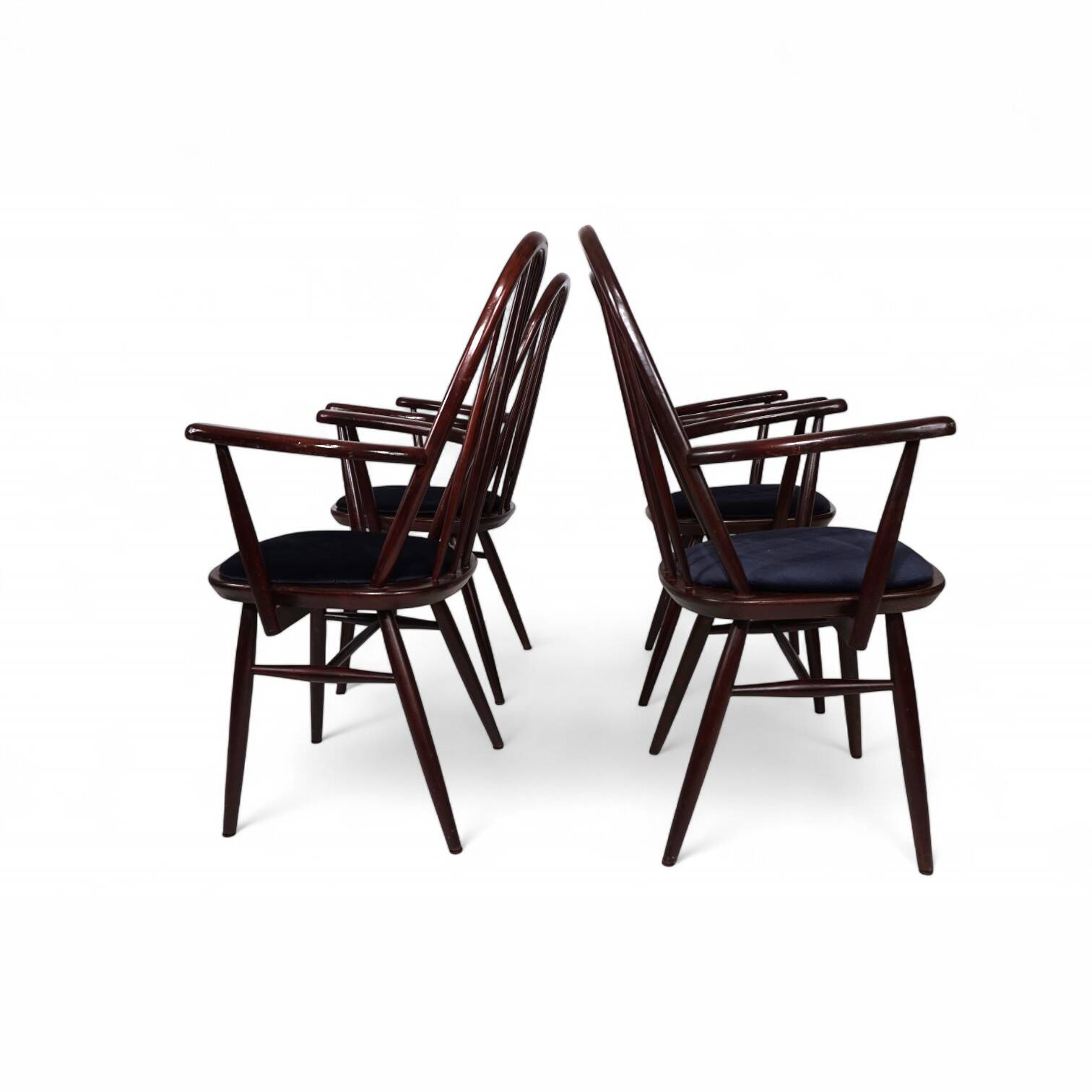 Set of 4 Windsor chairs, mahogany, 1960