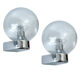 Vintage 70s wall lamps, chrome and bubble glass
