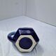 Old flamed ceramic jug. Very beautiful shades of blue, 6 sides.