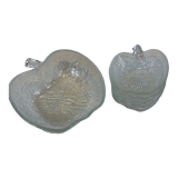 Salad bowl and cups set in molded glass, apple shape
