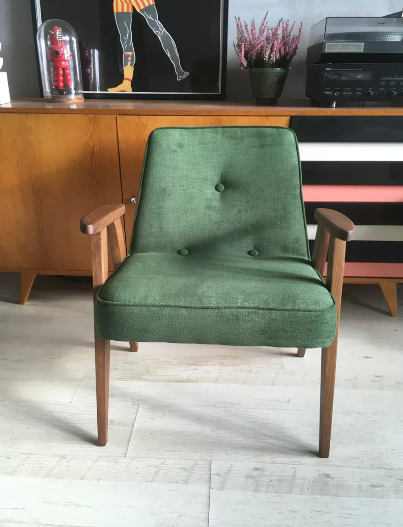 Chaise 366 originale polonaise du milieu du siècle conçue en 1962 par Józef Chierowski