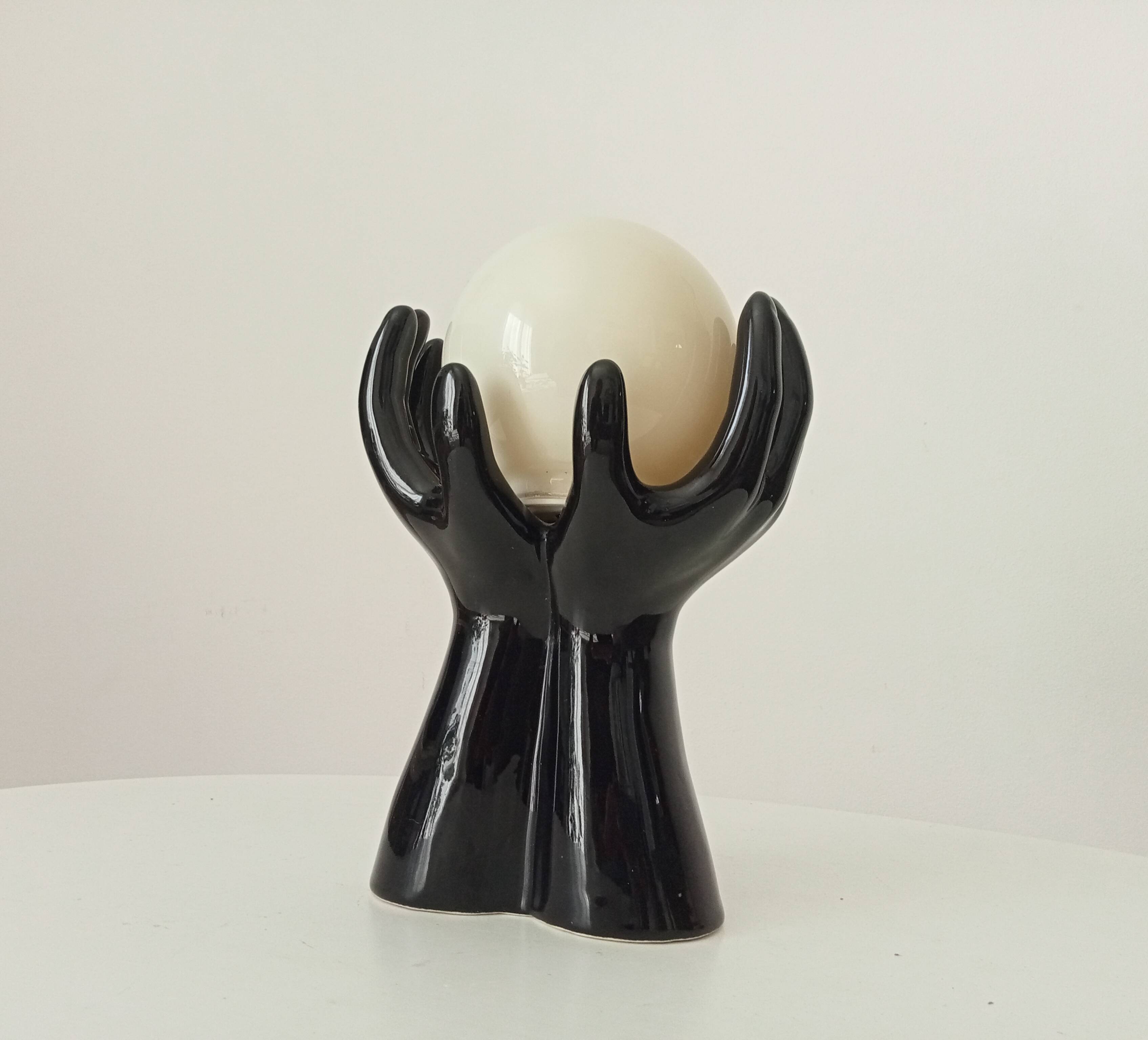 Vintage Italian ceramic and opaline lamp from the 80s