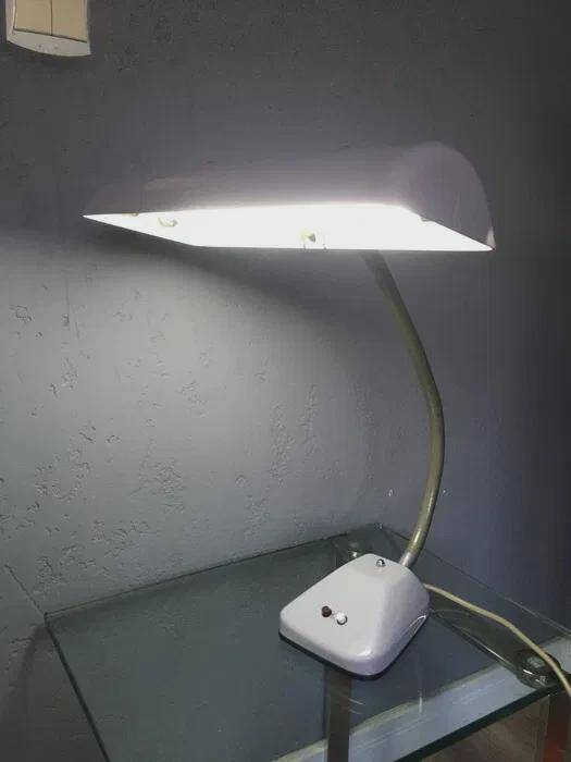 Helo Neuburg desk lamp, light grey lacquered metal, Germany, 1960s