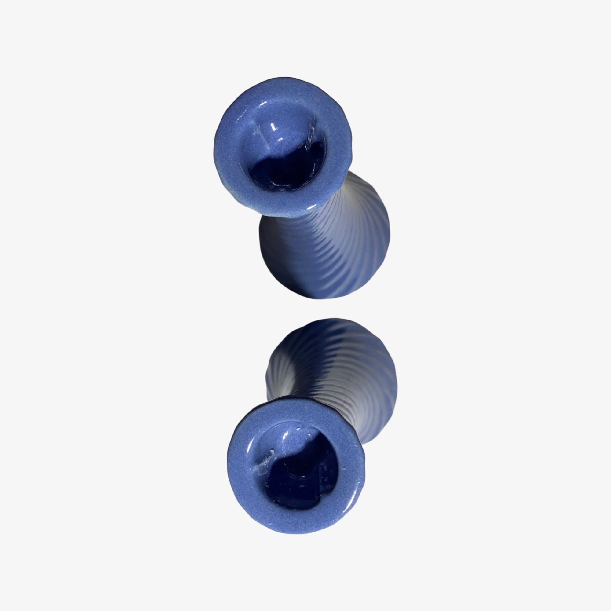 60s Babyblue Candlestick Holders | Set of 2 Handmade Vintage Candle Holders From Denmark