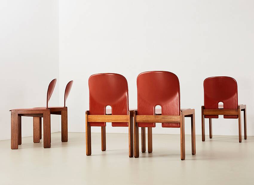 Tobia & Afra Scarpa Set of 5 Model 121 Dining Chairs for Cassina Italy 1965