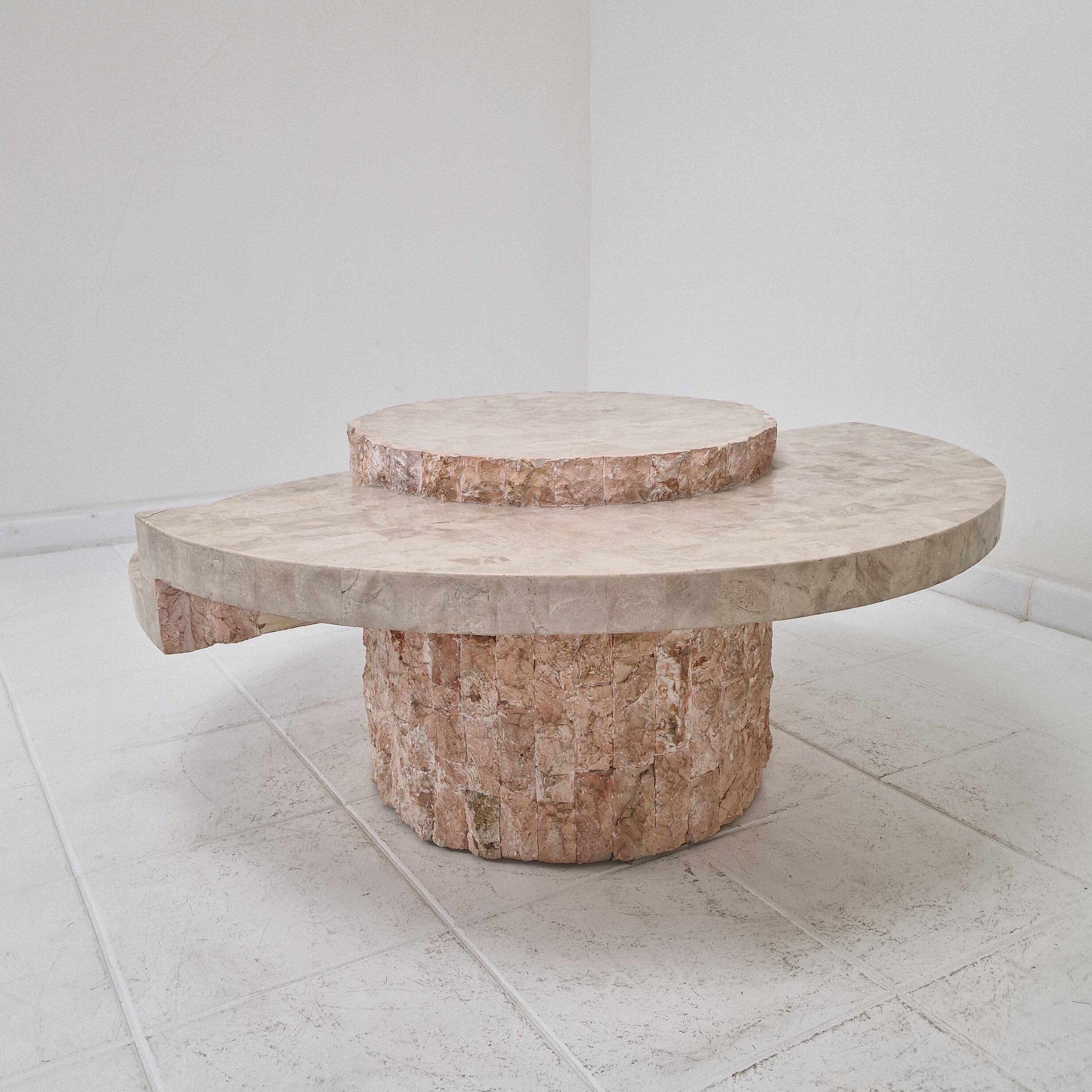 Round Mactan or Fossil Stone Coffee Table by Magnussen Ponte, 1980s