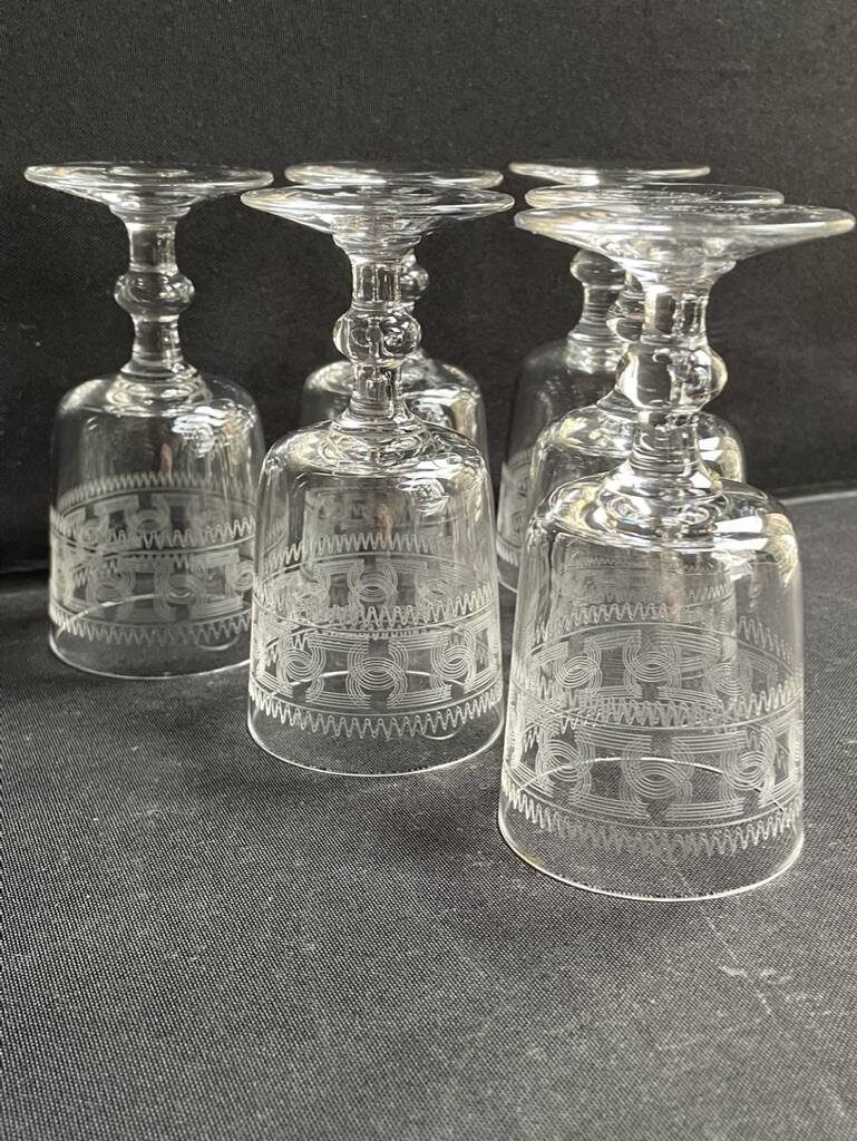 6 Baccarat port glasses engraving 3458