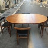 Teak table and chairs by Hans Olsen for Frem Røjle, 1960s