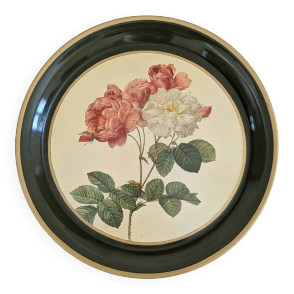 Plateau métal décor floral — Beyit