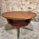 Vintage French Cherry Wood Coffee Table with Rotating Top - 1960s Round Shape on Iron Base Ø80cm