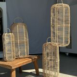 Small lantern-shaped rattan suspension H35 D15