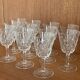 Set of 11 vintage cut glass glasses from Vmc Reims France, model Arlequin.
