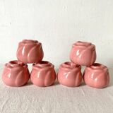 6 rosebud candle holders, 1980s