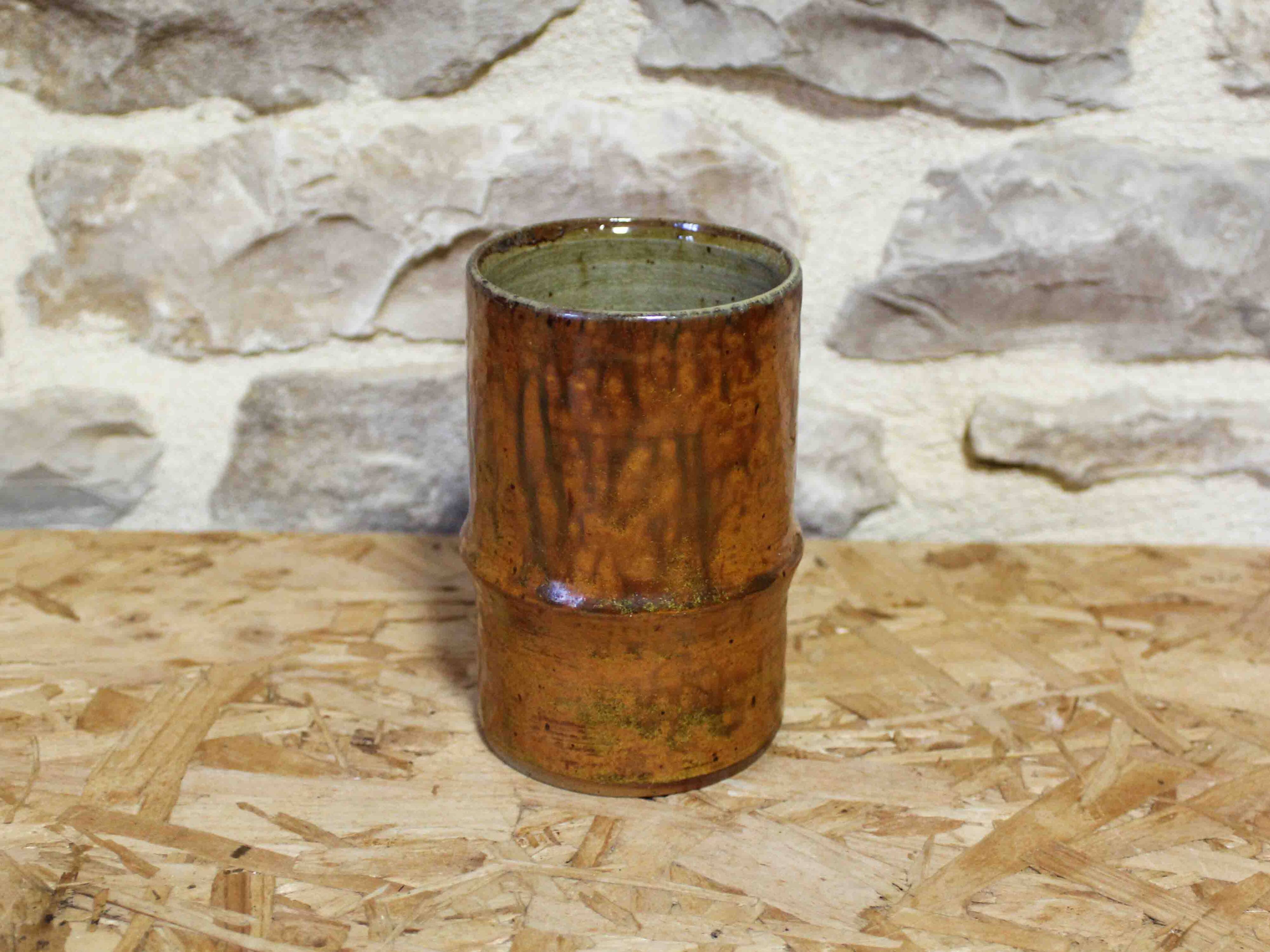 Glazed stoneware cylinder vase by Robert Héraud