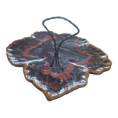 Plat vintage Vallauris en céramique formant feuille de vigne