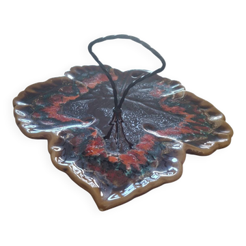 Vintage Vallauris ceramic plate - vine leaf