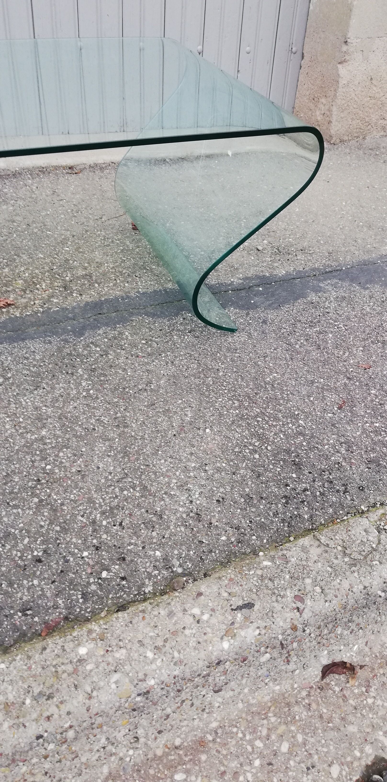 Vintage curved glass coffee table