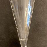 6 champagne flutes Cristal d'Arques, model Pyramide in crystal, 1980