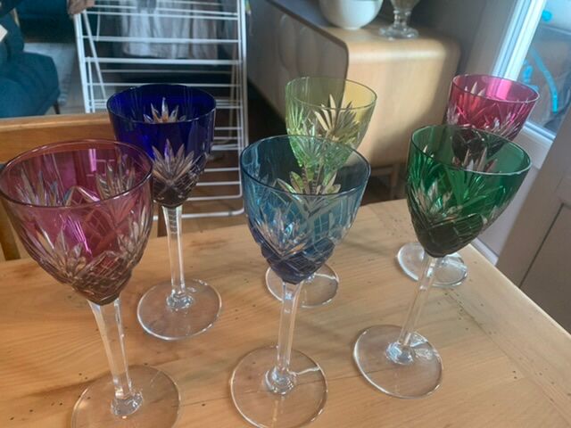6 verres de couleurs saint Louis