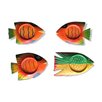 4 sous-verres poissons en bois