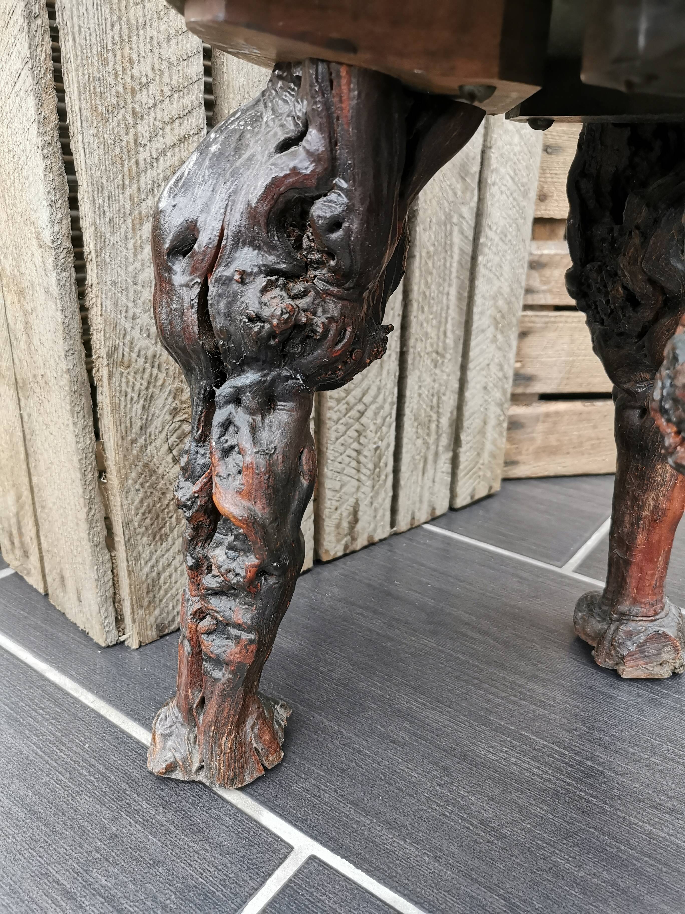 Artisan tripod stool in vines