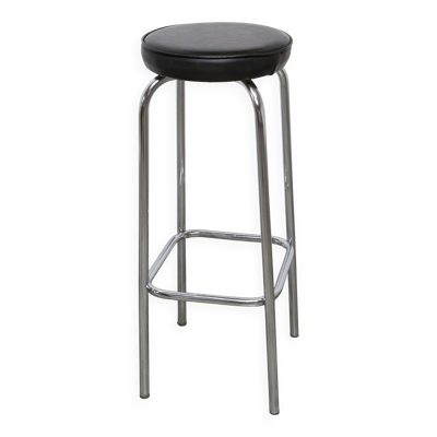 Tabouret 1960 chrome et skaï noir h82.5cm