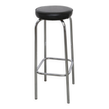 Tabouret 1960 chrome et skaï noir h82.5cm