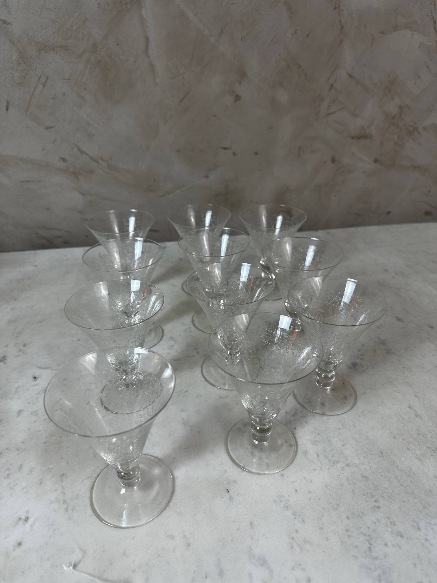 A lot of crystal glasses