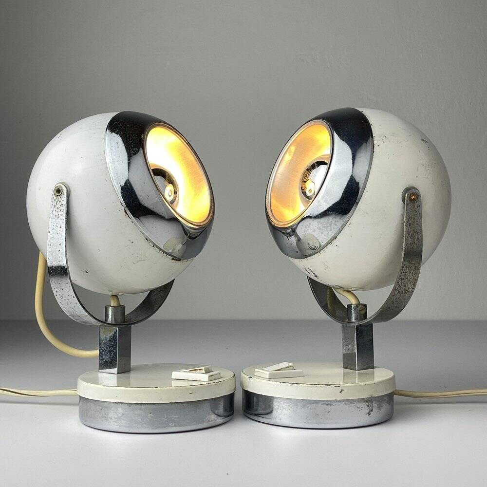 Mid-century white desk lamps, 1960s, set of 2