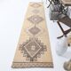 3x12 Light Yellow & Brown Turkish Vintage Runner Rug, 80x373Cm