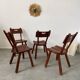 Set of 4 Imperial Loyalist brutalist wooden chairs, vintage 60s design