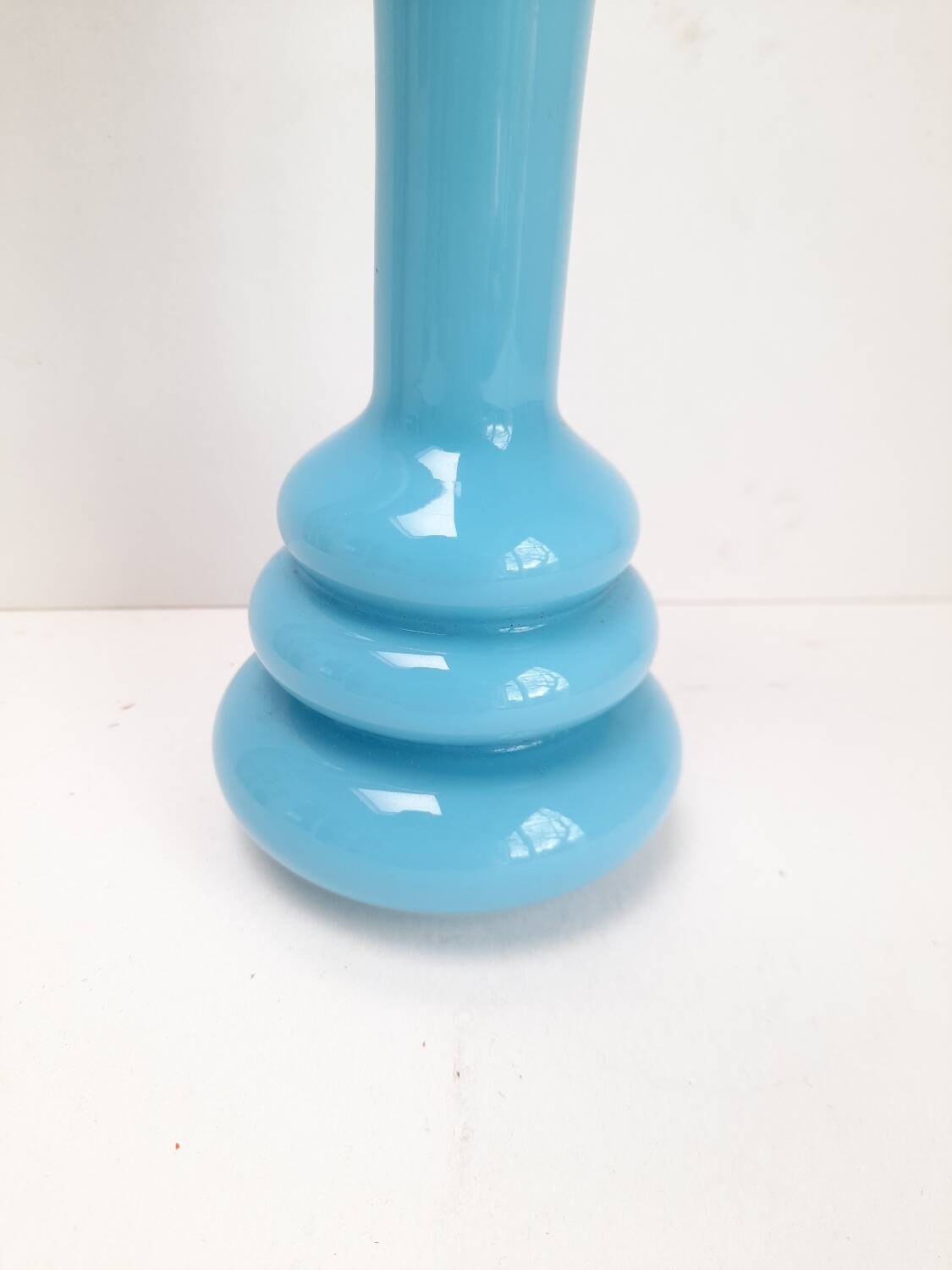Blue opaline vase with space age rings