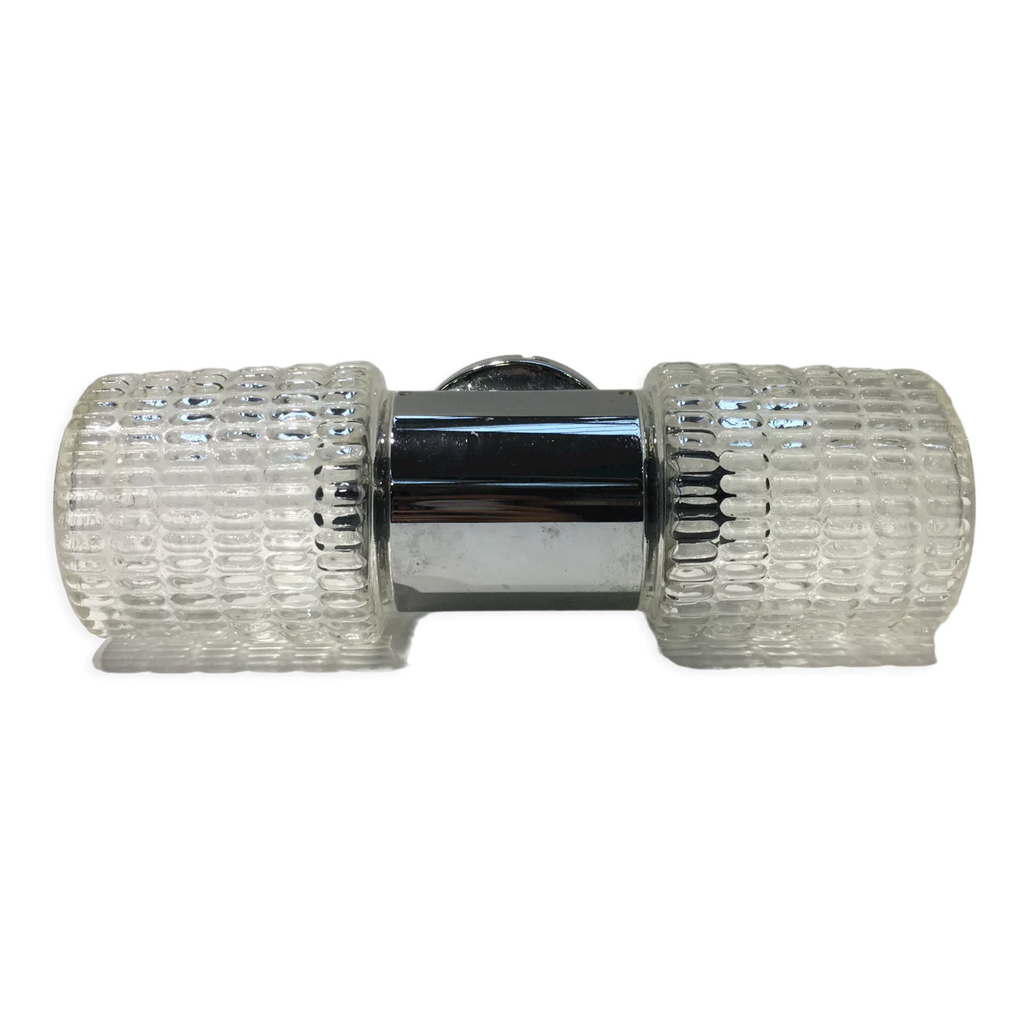 Wall lamp double lights chrome and glass 70s