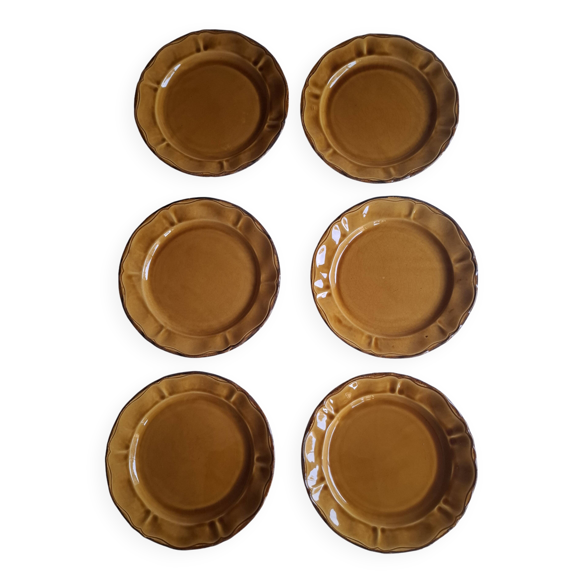 6 ochre earthenware plates from Haute Provence